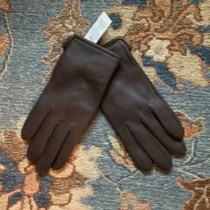 Leather cashmere lined gloves- brand new with tags.  Lands End.